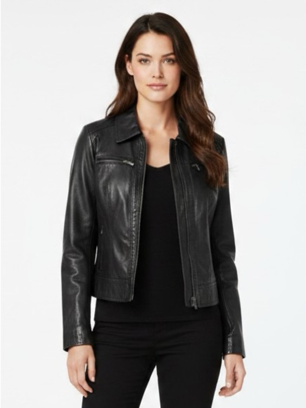 THE limited Leather Jacket Dark Gray Small